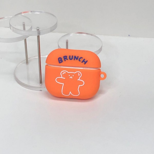 Capa de Silicone Laranja  Com Ursinho - Airpods 3