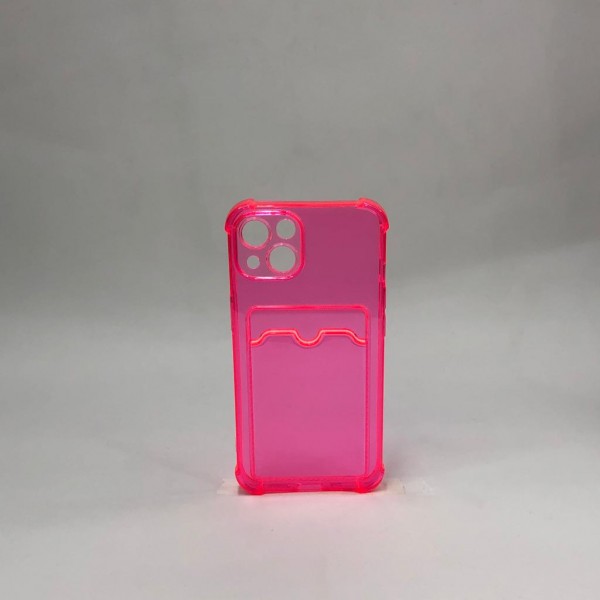 Capa Rosa Pink  Transparente Com Porta Cartão - Iphone 13